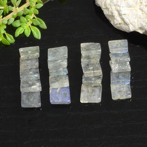4,89 ct natürliche mehrfarbiger Labradorit-Edelsteine, Quadrat, Transparent