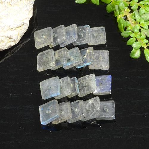 4,89 ct natürliche mehrfarbiger Labradorit-Edelsteine, Quadrat, Transparent