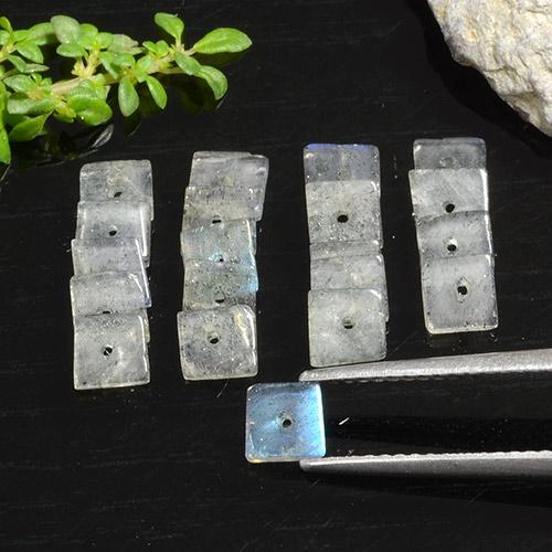 4,89 ct natürliche mehrfarbiger Labradorit-Edelsteine, Quadrat, Transparent