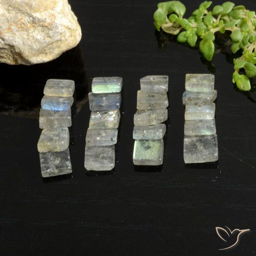 6.92ctw Natürlicher Mehrfarbig Labradorit, Quadrat, Transparent