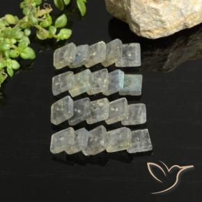 6.92 ct natürliche Mehrfarbig Labradorit-Edelsteine, Quadrat, Transparent