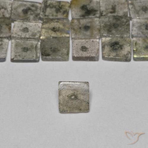 6.66ctw Natürlicher Mehrfarbig Labradorit, Quadrat, Transparent