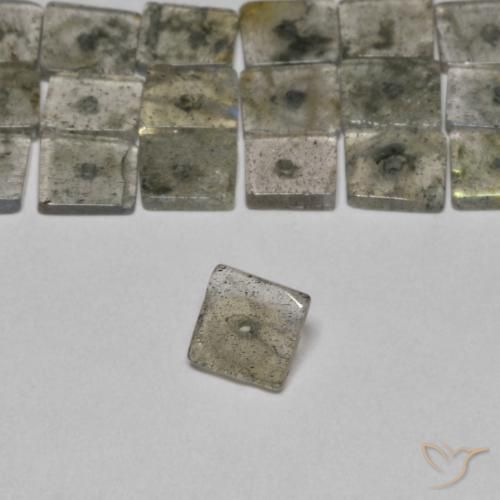6.66 ct natürliche Mehrfarbig Labradorit-Edelsteine, Quadrat, Transparent