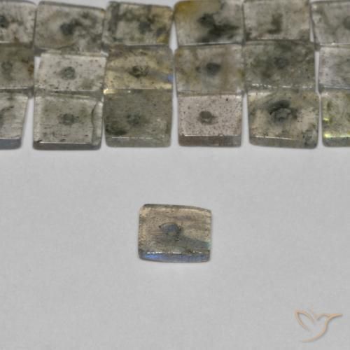 6.66 ct natürliche Mehrfarbig Labradorit-Edelsteine, Quadrat, Transparent