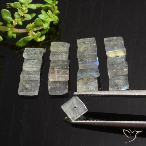 6.78ctw Natürlicher Mehrfarbig Labradorit, Quadrat, Transparent