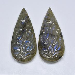 36.44 ct natürliche Mehrfarbig Labradorit-Edelsteine, Birnenform, Lichtdurchlässig