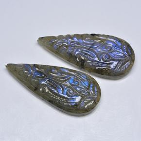 36.44 ct natürliche Mehrfarbig Labradorit-Edelsteine, Birnenform, Lichtdurchlässig