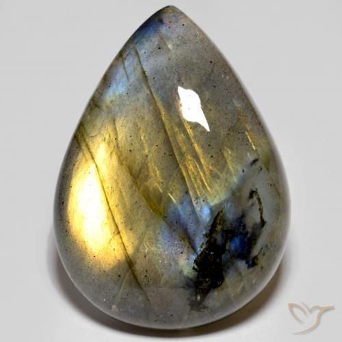 39.55ct Natürlicher Mehrfarbig Labradorit, Birnenform, Lichtundurchlässig