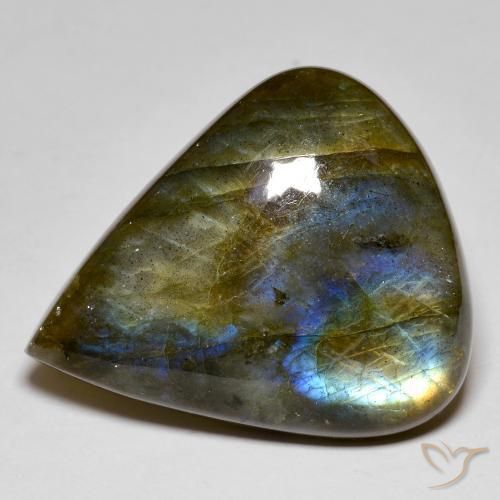 40.89ct Natürlicher Mehrfarbig Labradorit, Birnenform, Lichtundurchlässig