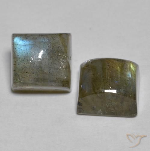 5.11 ct natürliche Mehrfarbig Labradorit-Edelsteine, Quadrat, Lichtdurchlässig