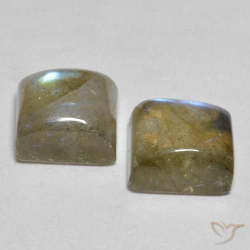 4.48 ct natürliche Mehrfarbig Labradorit-Edelsteine, Quadrat, Lichtdurchlässig
