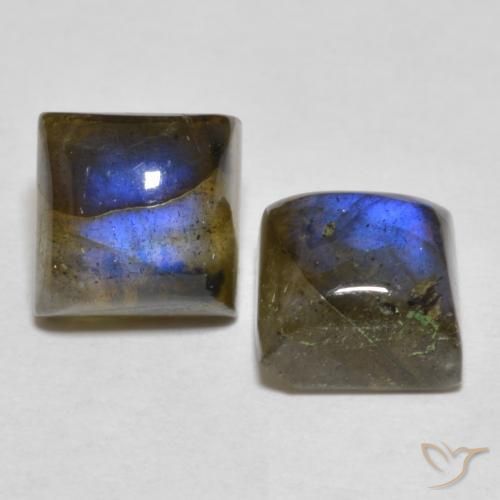 5.29 ct natürliche Mehrfarbig Labradorit-Edelsteine, Quadrat, Lichtdurchlässig