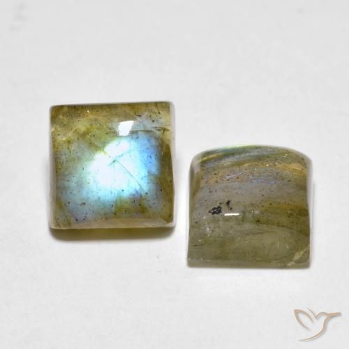 4.61 ct natürliche Mehrfarbig Labradorit-Edelsteine, Quadrat, Lichtdurchlässig