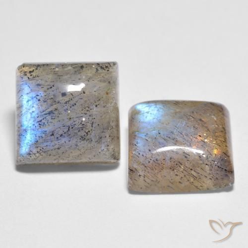 5.67 ct natürliche Mehrfarbig Labradorit-Edelsteine, Quadrat, Transparent