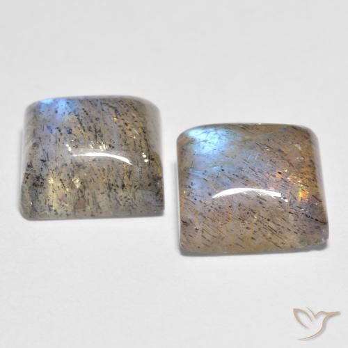 5.67 ct natürliche Mehrfarbig Labradorit-Edelsteine, Quadrat, Transparent