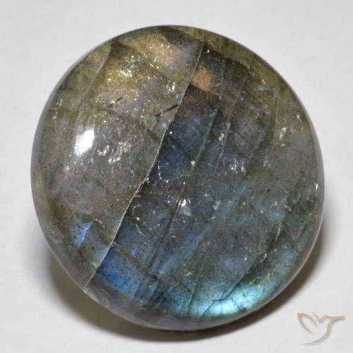 34.78ct Natürlicher Mehrfarbig Labradorit, Runden, Lichtdurchlässig, Photo A