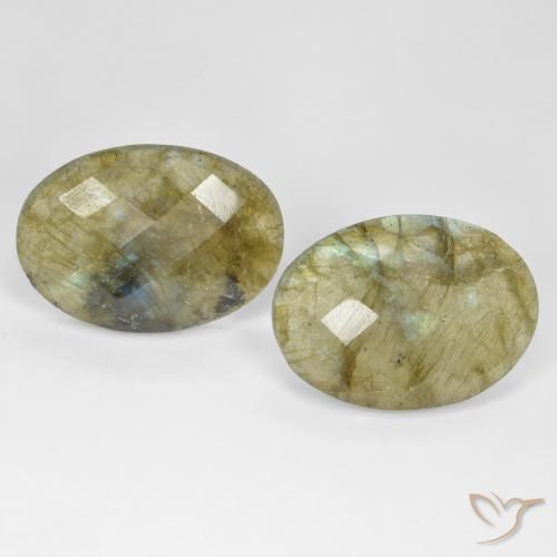 22.96ctw Natürlicher Mehrfarbig Labradorit, Oval, Lichtdurchlässig