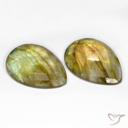 21.21 ct natürliche Mehrfarbig Labradorit-Edelsteine, Birnenform, Lichtdurchlässig