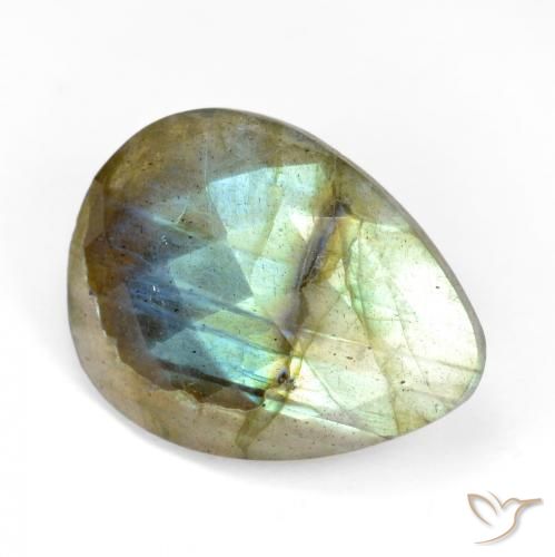 9.87ct Natürlicher Mehrfarbig Labradorit, Birnenform, Lichtdurchlässig
