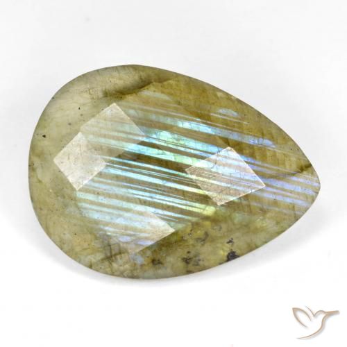 9.93ct Natürlicher Mehrfarbig Labradorit, Birnenform, Lichtdurchlässig