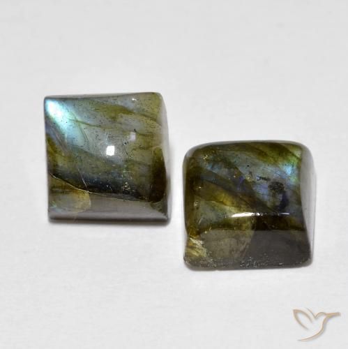 4.02 ct natürliche Mehrfarbig Labradorit-Edelsteine, Quadrat, Transparent