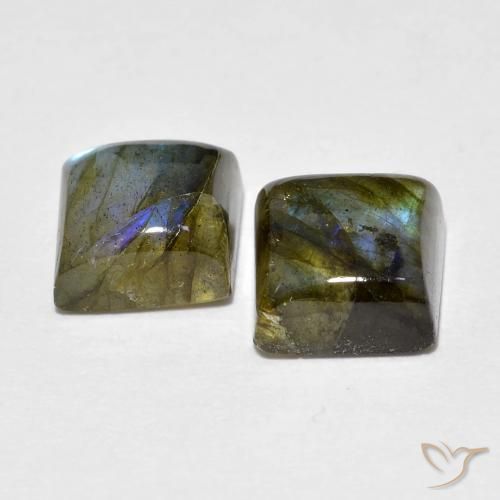4.02 ct natürliche Mehrfarbig Labradorit-Edelsteine, Quadrat, Transparent