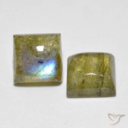 3.96 ct natürliche Mehrfarbig Labradorit-Edelsteine, Quadrat, Transparent