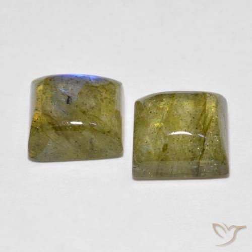 3.96 ct natürliche Mehrfarbig Labradorit-Edelsteine, Quadrat, Transparent
