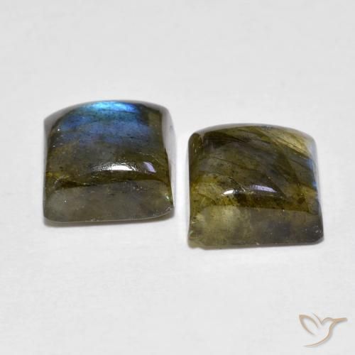 4.02 ct natürliche Mehrfarbig Labradorit-Edelsteine, Quadrat, Transparent