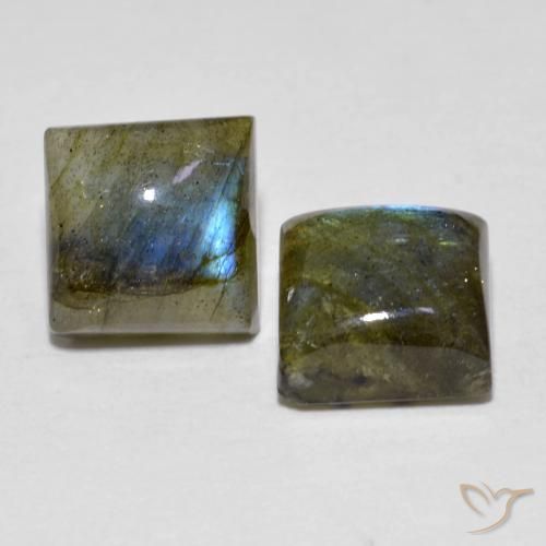 4.42 ct natürliche Mehrfarbig Labradorit-Edelsteine, Quadrat, Transparent