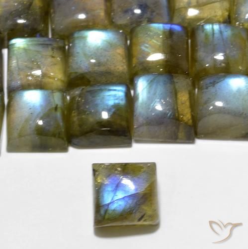 1.46ct Natürlicher Mehrfarbig Labradorit, Quadrat, Lichtdurchlässig