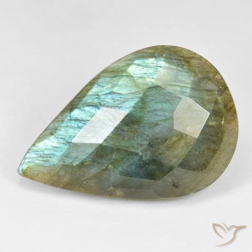 25.05ct Natürlicher Mehrfarbig Labradorit, Birnenform, Lichtundurchlässig