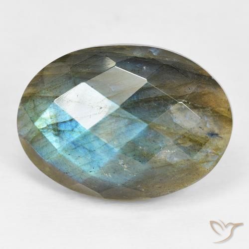 17.59ct Natürlicher Mehrfarbig Labradorit, Oval, Lichtundurchlässig
