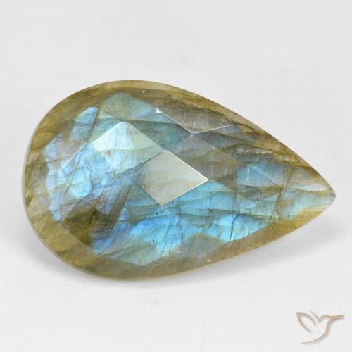 17.99ct Natürlicher Mehrfarbig Labradorit, Birnenform, Lichtundurchlässig