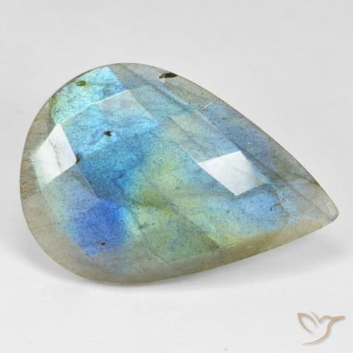 28.45ct Natürlicher Mehrfarbig Labradorit, Birnenform, Lichtundurchlässig