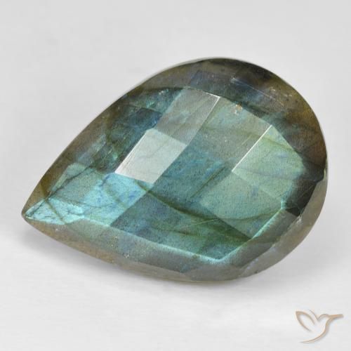 24.15ct Natürlicher Mehrfarbig Labradorit, Birnenform, Lichtundurchlässig