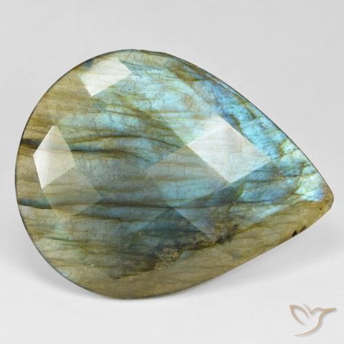 34.55ct Natürlicher Mehrfarbig Labradorit, Birnenform, Lichtundurchlässig