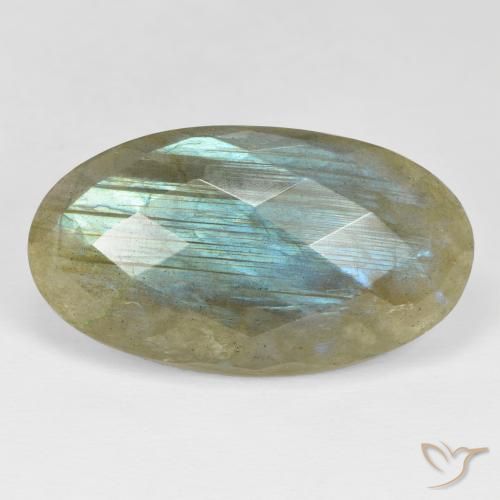 35.20ct Natürlicher Mehrfarbig Labradorit, Oval, Lichtundurchlässig