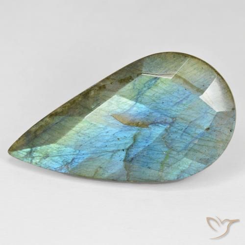 35.49ct Natürlicher Mehrfarbig Labradorit, Birnenform, Lichtundurchlässig
