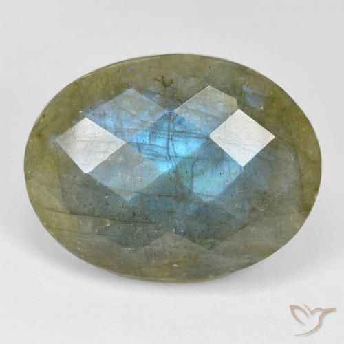 32.39ct Natürlicher Mehrfarbig Labradorit, Oval, Lichtundurchlässig