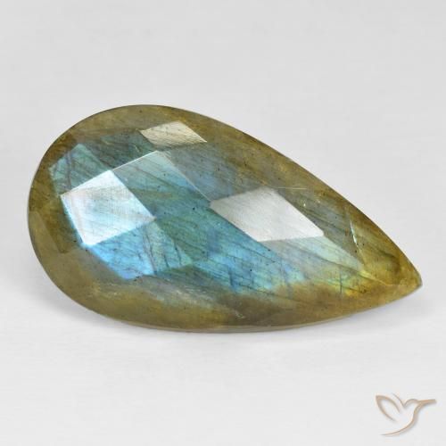25.95ct Natürlicher Mehrfarbig Labradorit, Birnenform, Lichtundurchlässig