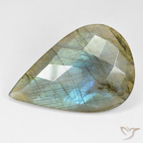 32.16ct Natürlicher Mehrfarbig Labradorit, Birnenform, Lichtundurchlässig