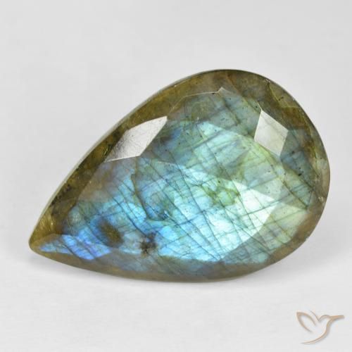 22.68ct Natürlicher Mehrfarbig Labradorit, Birnenform, Lichtundurchlässig
