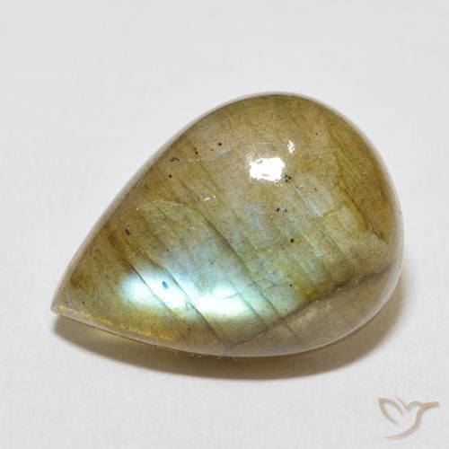 11.89ct Natürlicher Mehrfarbig Labradorit, Birnenform, Lichtdurchlässig
