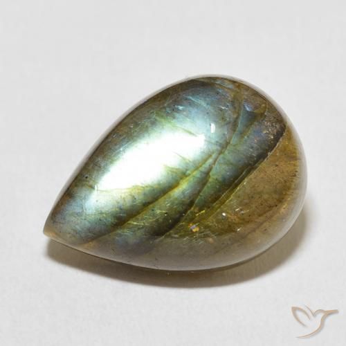 12.03ct Natürlicher Mehrfarbig Labradorit, Birnenform, Lichtdurchlässig