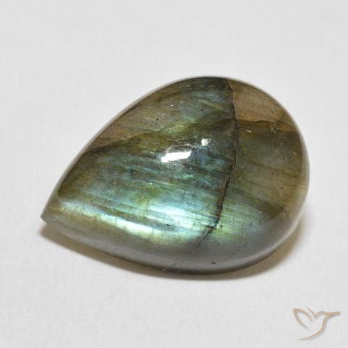 12.62ct Natürlicher Mehrfarbig Labradorit, Birnenform, Lichtdurchlässig