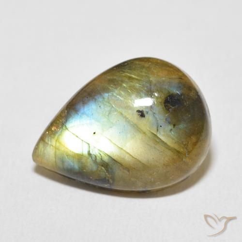 9.85ct Natürlicher Mehrfarbig Labradorit, Birnenform, Lichtundurchlässig