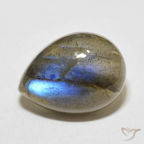 10.55ct Natürlicher Mehrfarbig Labradorit, Birnenform, Lichtdurchlässig
