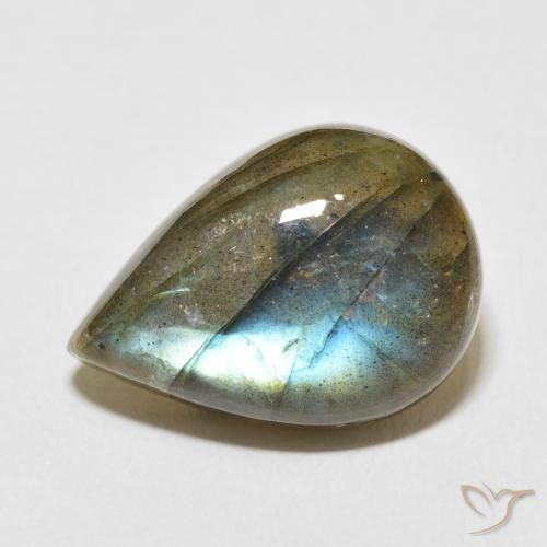 11.39ct Natürlicher Mehrfarbig Labradorit, Birnenform, Lichtdurchlässig