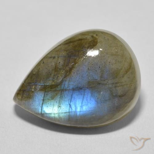 16.75ct Natürlicher Mehrfarbig Labradorit, Birnenform, Lichtdurchlässig